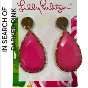 IN SEARCH OF ONLY - Lilly Pulitzer Pink Palms Earrings (Darker Pink)